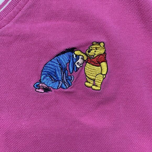 Vintage THE DISNEY CATALOG Winnie the Pooh Bright Pink Pique Polo XXL Womens - Picture 6 of 10